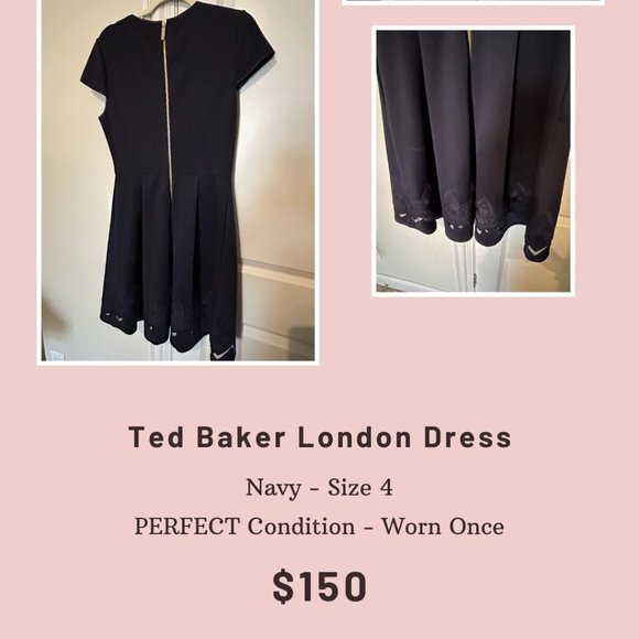 Ted Baker London - Navy Dress - Size 4 (US SIze 10) - Picture 2 of 2